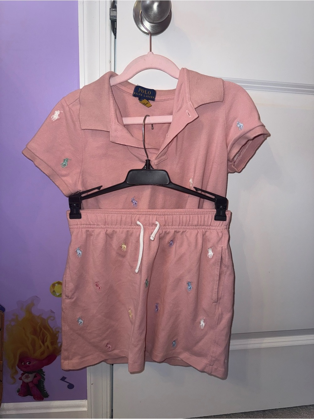 Polo by Ralph Lauren Kids Rose Pink Embroidered Polo & Shorts Set